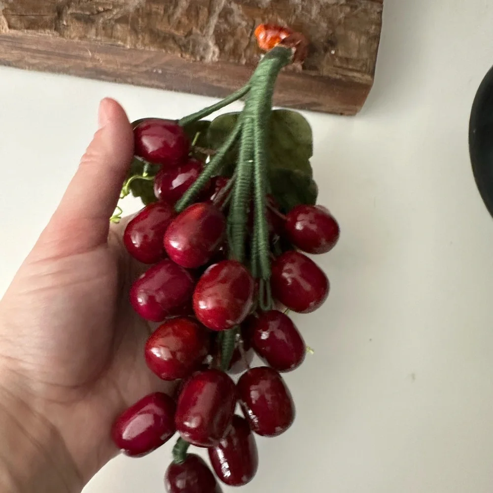 Vintage Stone Decorative Cluster of Red Grapes